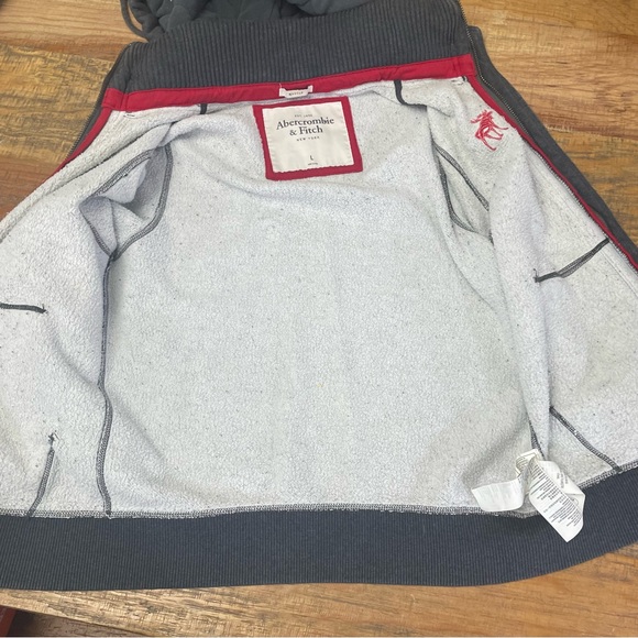 Abercrombie & Fitch Charcoal Hoodie with Red Emblem - Picture 7 of 13